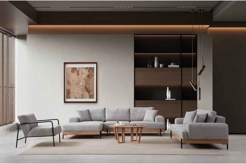 Eti Hjørnesofa 3-pers - Grå - Møbler - Sofaer - Sofa med chaiselong - 4 personers sofa med chaiselong