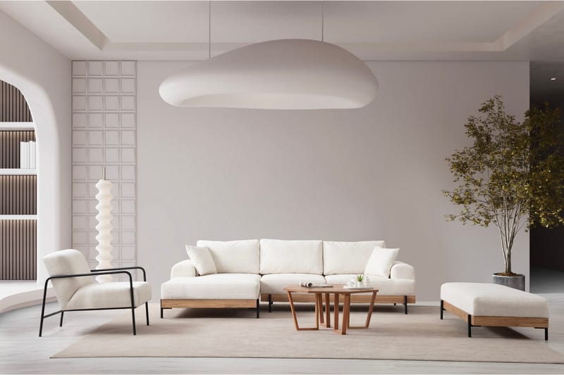 Eti Hjørnesofa 3-pers - Hvid - Møbler - Sofaer - Sofa med chaiselong - 4 personers sofa med chaiselong