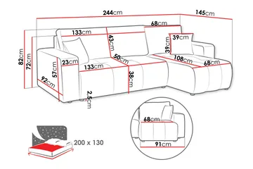 Flo Sovesofa med Chaiselong 3-personers - Lys grå - Møbler - Sofaer - Sofa med chaiselong