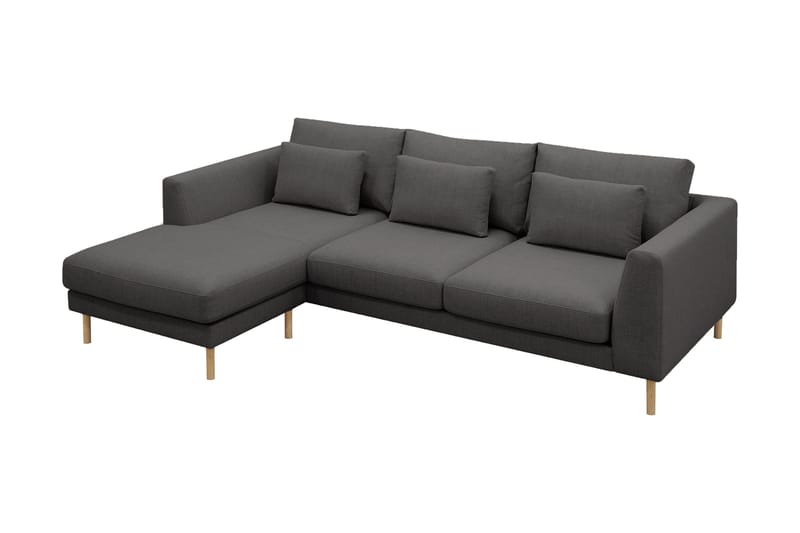 Florenz 3-personers Venstrevendt L-formet Chaiselongsofa i Stof - Mørkegrå - Møbler - Sofaer - Sofa med chaiselong - 3 personers sofa med chaiselong