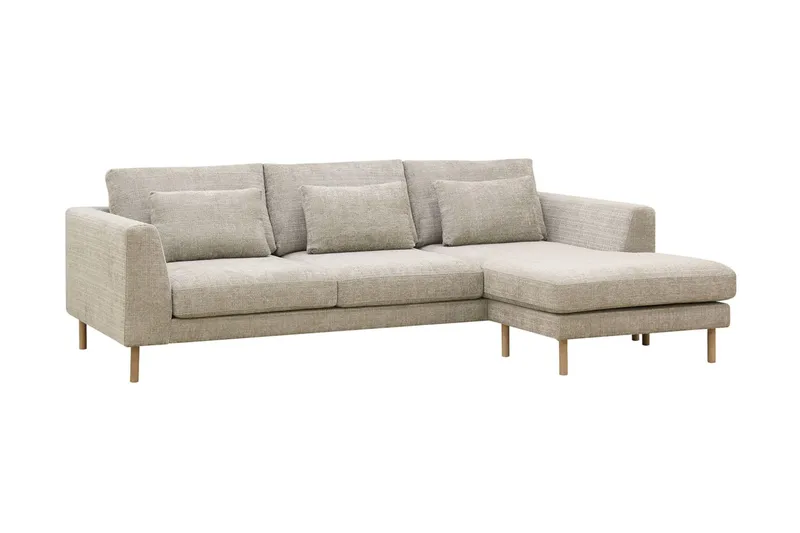 Florenz 3-personers Højrevendt L-formet Chaiselongsofa i Chenille - Grå / Beige - Møbler - Sofaer - Sofa med chaiselong - 3 personers sofa med chaiselong