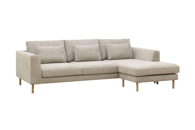 Florenz 3-personers Højrevendt L-formet Chaiselongsofa i Chenille - Grå / Beige - Møbler - Sofaer - Sofa med chaiselong - 3 personers sofa med chaiselong