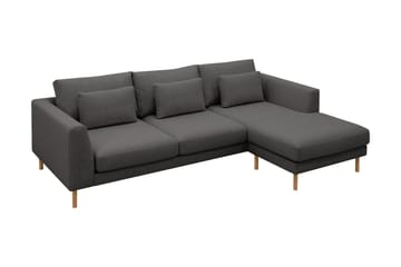 Florenz 3-personers Venstrevendt L-formet Chaiselongsofa i Stof - Mørkegrå - Møbler - Sofaer - Sofa med chaiselong