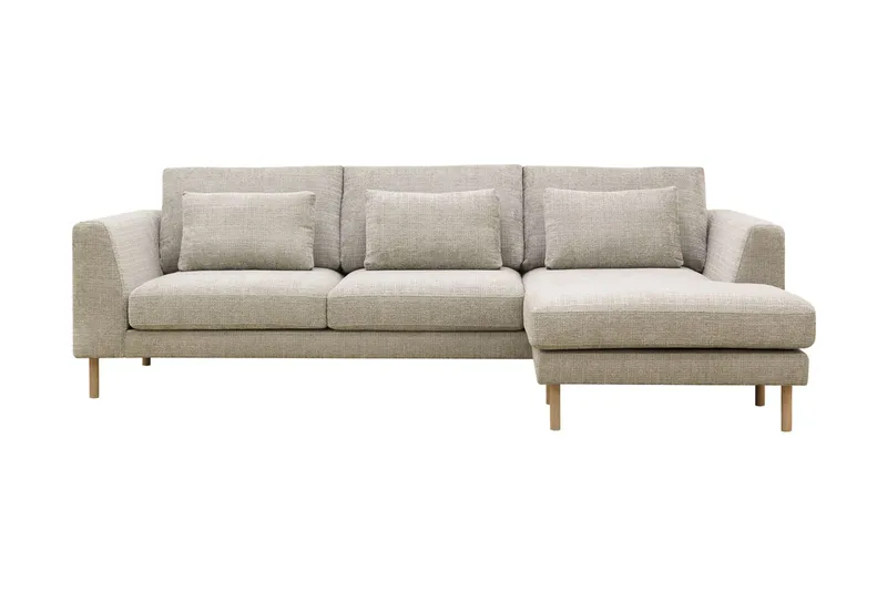 Florenz 3-personers Højrevendt L-formet Chaiselongsofa i Chenille - Grå / Beige - Møbler - Sofaer - Sofa med chaiselong - 3 personers sofa med chaiselong