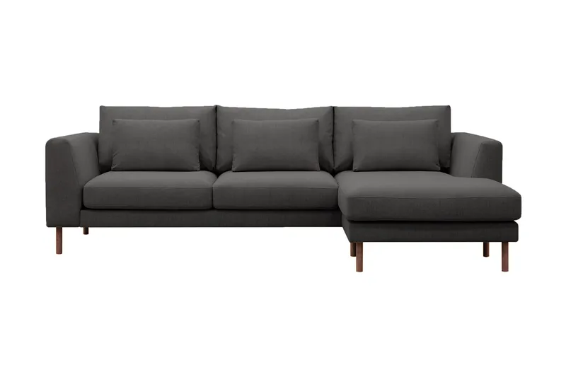 Florenz 3-personers Venstrevendt L-formet Chaiselongsofa i Stof, Mørkegrå