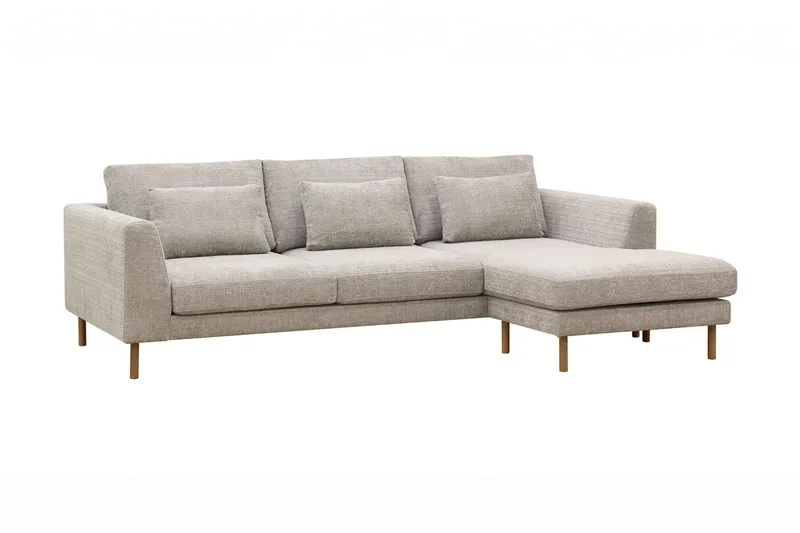 Florenz 3-personers Højrevendt L-formet Chaiselongsofa i Chenille - Grå / Beige - Møbler - Sofaer - Sofa med chaiselong - 3 personers sofa med chaiselong