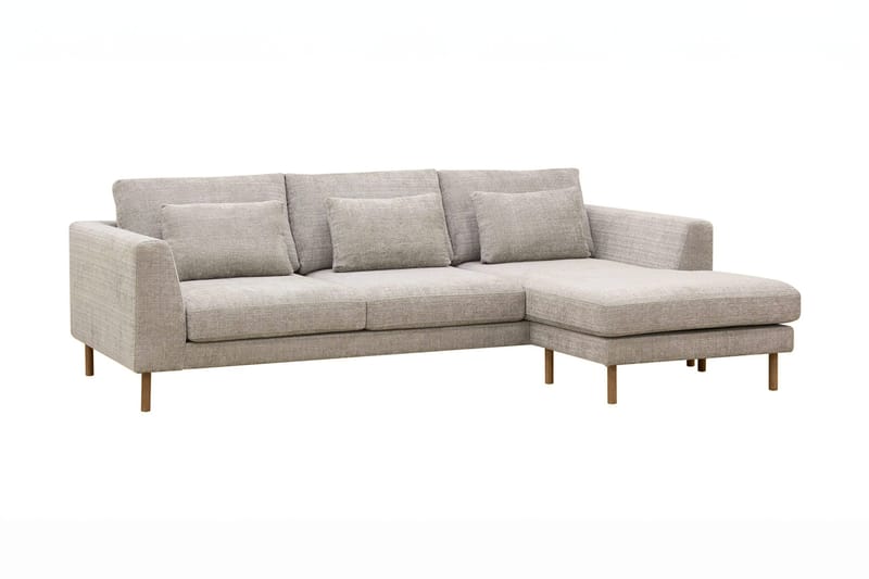 Florenz 3-personers Højrevendt L-formet Chaiselongsofa i Chenille - Grå / Beige - Møbler - Sofaer - Sofa med chaiselong - 3 personers sofa med chaiselong