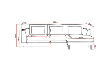Florenz 3-personers Højrevendt L-formet Chaiselongsofa i Stof - Beige - Møbler - Sofaer - Sofa med chaiselong