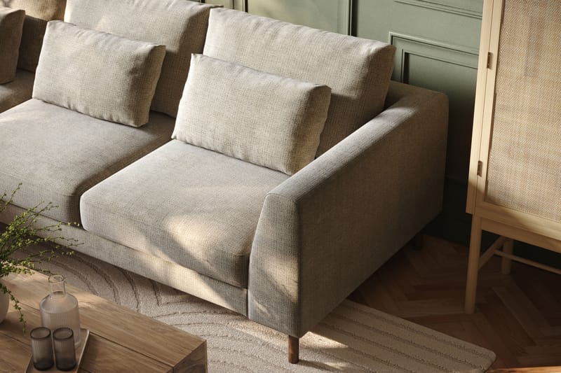 Florenz 3-personers Venstrevendt L-formet Chaiselongsofa i Chenille - Grå / Beige - Møbler - Sofaer - Sofa med chaiselong