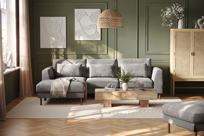 Florenz 3-personers Sofa med Divan Venstre - Lysegrå - Møbler - Sofaer - Sofa med chaiselong
