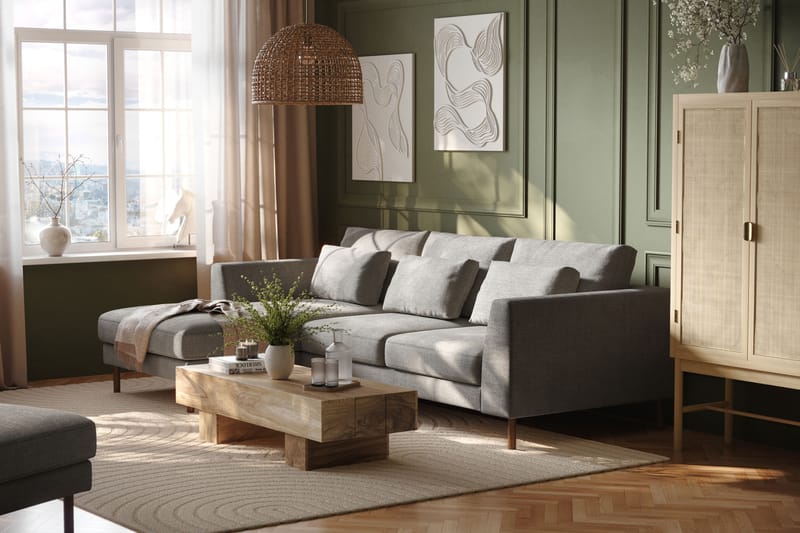 Florenz 3-personers Sofa med Divan Venstre - Lysegrå - Møbler - Sofaer - Sofa med chaiselong