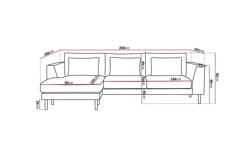 Florenz 3-personers Sofa med Divan Venstre - Grå/Beige - Møbler - Sofaer - Sofa med chaiselong