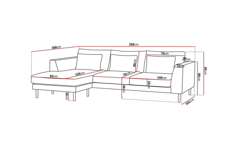 Florenz 3-personers Sofa med Divan Venstre - Grå/Beige - Møbler - Sofaer - Sofa med chaiselong