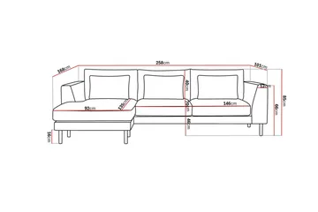 Florenz 3-personers Venstrevendt L-formet Chaiselongsofa i Chenille - Grå/Beige - Møbler - Sofaer - Sofa med chaiselong