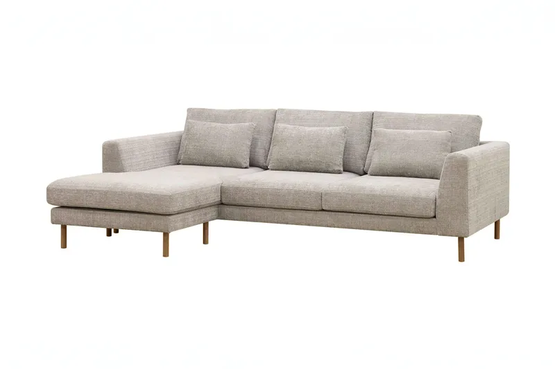 Florenz 3-personers Venstrevendt L-formet Chaiselongsofa i Chenille - Grå / Beige - Møbler - Sofaer - Sofa med chaiselong - 3 personers sofa med chaiselong