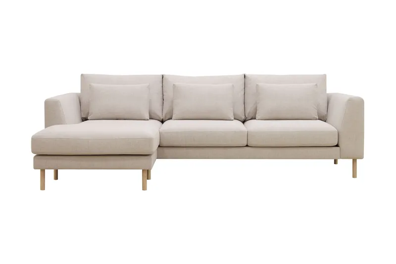 Florenz 3-personers Venstrevendt L-formet Chaiselongsofa i Stof, Beige
