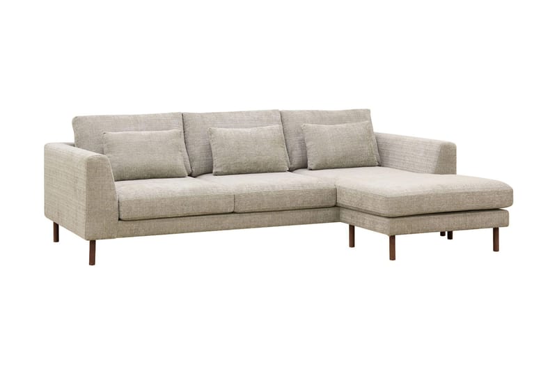 Florenz 3-personers Højrevendt L-formet Chaiselongsofa i Chenille - Grå / Beige - Møbler - Sofaer - Sofa med chaiselong - 3 personers sofa med chaiselong
