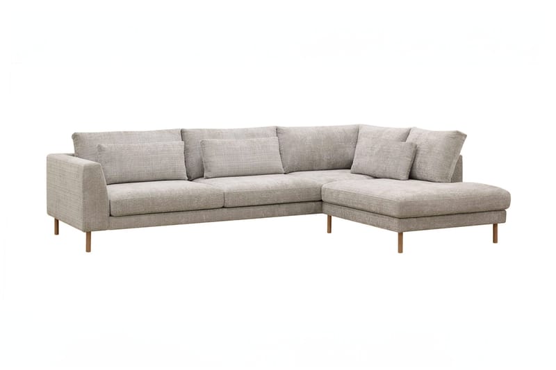 Florenz 4-personers Højrevendt L-formet Chaiselongsofa i Stof - Grå / Beige - Møbler - Sofaer - Sofa med chaiselong - 4 personers sofa med chaiselong