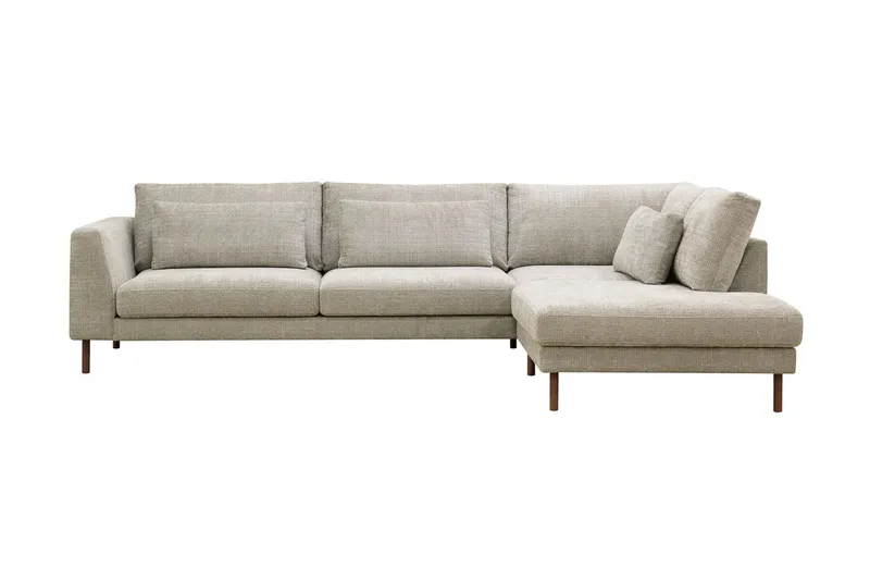 Florenz 4-personers Højrevendt L-formet Chaiselongsofa i Stof - Grå / Beige - Møbler - Sofaer - Sofa med chaiselong - 4 personers sofa med chaiselong
