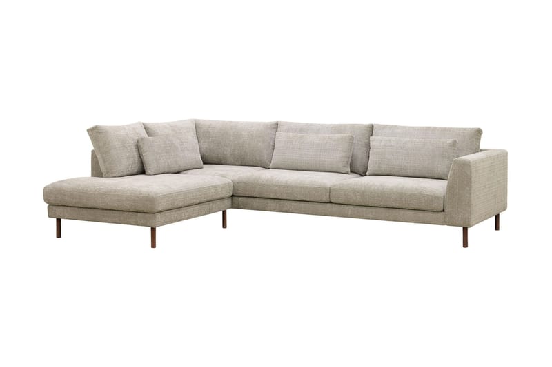 Florenz 4-personers Venstrevendt L-formet Chaiselongsofa i Stof - Grå / Beige - Møbler - Sofaer - Sofa med chaiselong - 4 personers sofa med chaiselong