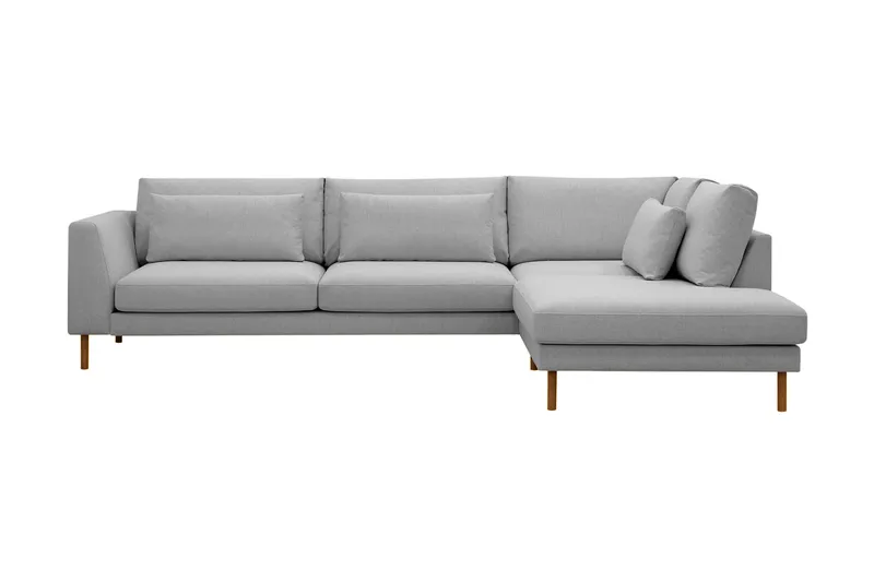 Florenz 4-personers Højrevendt L-formet Chaiselongsofa i Stof, Lysegrå
