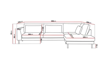 Florenz 4-personers Højrevendt L-formet Chaiselongsofa i Stof - Beige - Møbler - Sofaer - Sofa med chaiselong