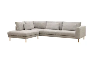 Florenz 4-personers Venstrevendt L-formet Chaiselongsofa i Stof - Grå/Beige - Møbler - Sofaer - Sofa med chaiselong