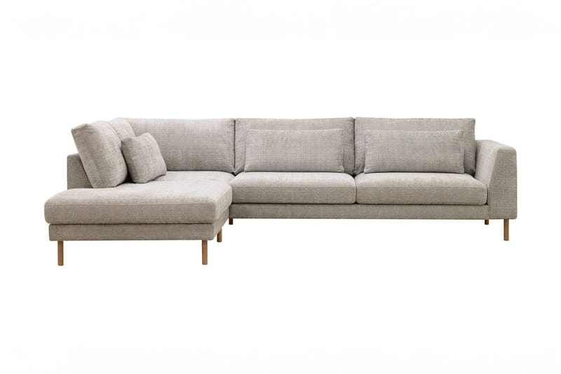 Florenz 4-personers Venstrevendt L-formet Chaiselongsofa i Stof, Grå / Beige