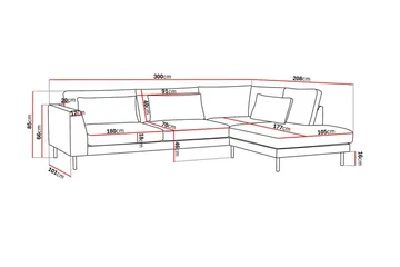 Florenz 4-personers Højrevendt L-formet Chaiselongsofa i Stof - Beige - Møbler - Sofaer - Sofa med chaiselong