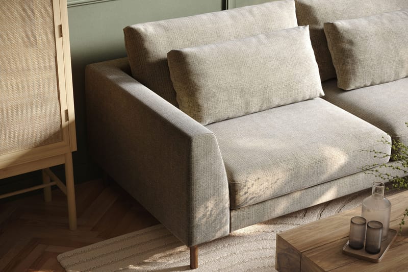 Florenz 4-personers Højrevendt L-formet Chaiselongsofa i Stof - Grå / Beige - Møbler - Sofaer - Sofa med chaiselong - 4 personers sofa med chaiselong
