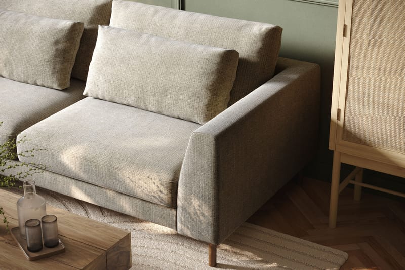 Florenz 4-personers Venstrevendt L-formet Chaiselongsofa i Stof - Grå / Beige - Møbler - Sofaer - Sofa med chaiselong