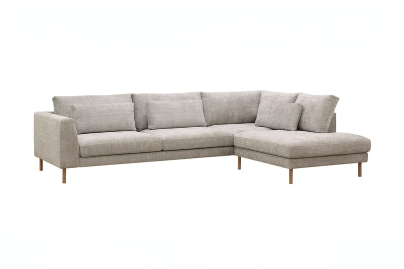 Florenz 4-personers Højrevendt L-formet Chaiselongsofa i Stof - Grå / Beige - Møbler - Sofaer - Sofa med chaiselong