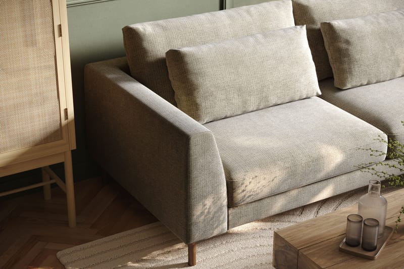 Florenz 4-personers Højrevendt L-formet Chaiselongsofa i Stof - Grå / Beige - Møbler - Sofaer - Sofa med chaiselong