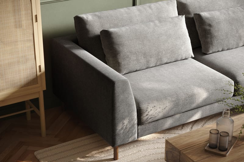 Florenz 4-personers Højrevendt L-formet Chaiselongsofa i Chenille - Lysegrå - Møbler - Sofaer - Sofa med chaiselong