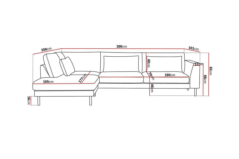 Florenz 4-personers Venstrevendt L-formet Chaiselongsofa i Stof - Grå / Beige - Møbler - Sofaer - Sofa med chaiselong