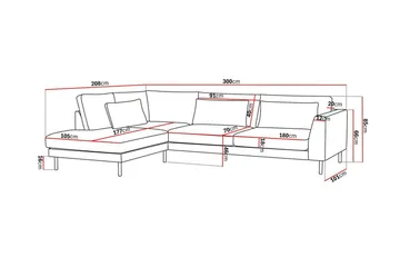 Florenz 4-personers Venstrevendt L-formet Chaiselongsofa i Stof - Grå/Beige - Møbler - Sofaer - Sofa med chaiselong