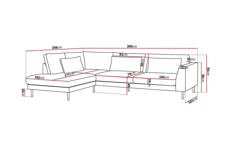 Florenz 4-personers Venstrevendt L-formet Chaiselongsofa i Stof - Beige - Møbler - Sofaer - Sofa med chaiselong - 4 personers sofa med chaiselong