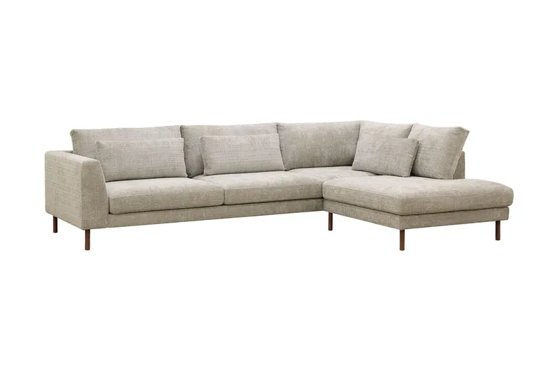 Florenz 4-personers Højrevendt L-formet Chaiselongsofa i Stof - Grå / Beige - Møbler - Sofaer - Sofa med chaiselong - 4 personers sofa med chaiselong