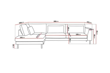 Florenz 4-personers Venstrevendt L-formet Chaiselongsofa i Stof - Grå/Beige - Møbler - Sofaer - Sofa med chaiselong