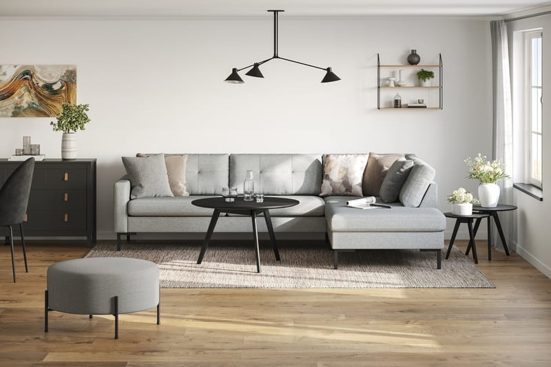 Frillestad 4-personers Højrevendt L-formet Chaiselongsofa i Stof - Grå - Møbler - Sofaer - Sofa med chaiselong