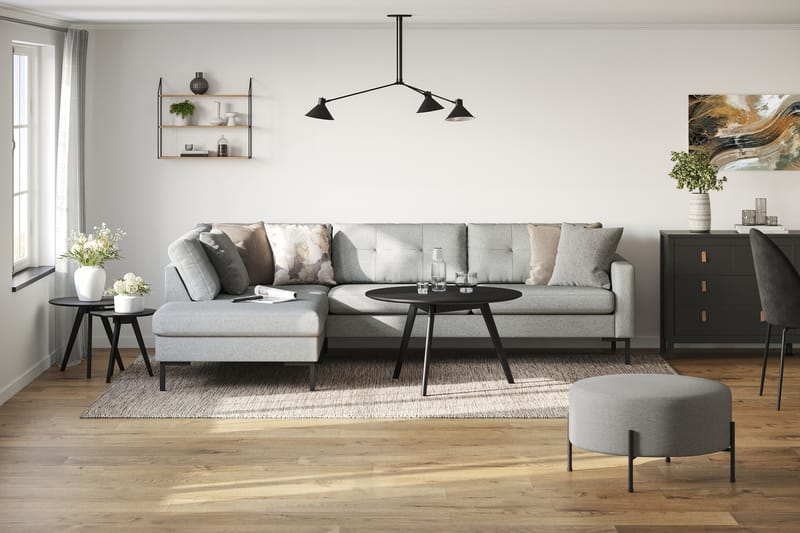 Frillestad 4-personers Venstrevendt L-formet Chaiselongsofa i Stof - Grå - Møbler - Sofaer - Sofa med chaiselong