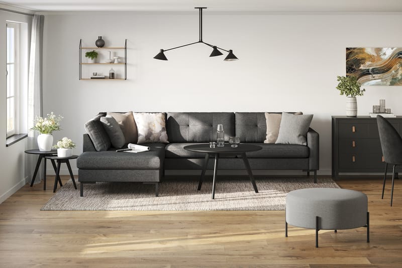Frillestad 4-personers Venstrevendt L-formet Chaiselongsofa i Stof - Mørkegrå - Møbler - Sofaer - Sofa med chaiselong