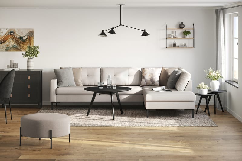 Frillestad 4-personers Højrevendt L-formet Chaiselongsofa i Stof - Beige - Møbler - Sofaer - Sofa med chaiselong