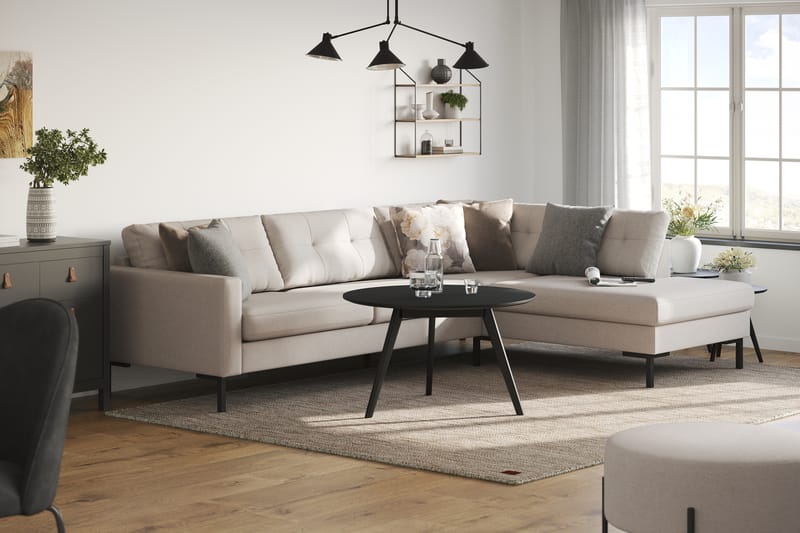 Frillestad 4-personers Højrevendt L-formet Chaiselongsofa i Stof - Beige - Møbler - Sofaer - Sofa med chaiselong