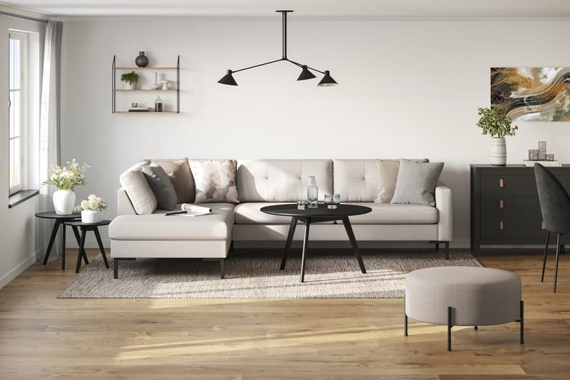 Frillestad 4-personers Venstrevendt L-formet Chaiselongsofa i Stof - Beige - Møbler - Sofaer - Sofa med chaiselong