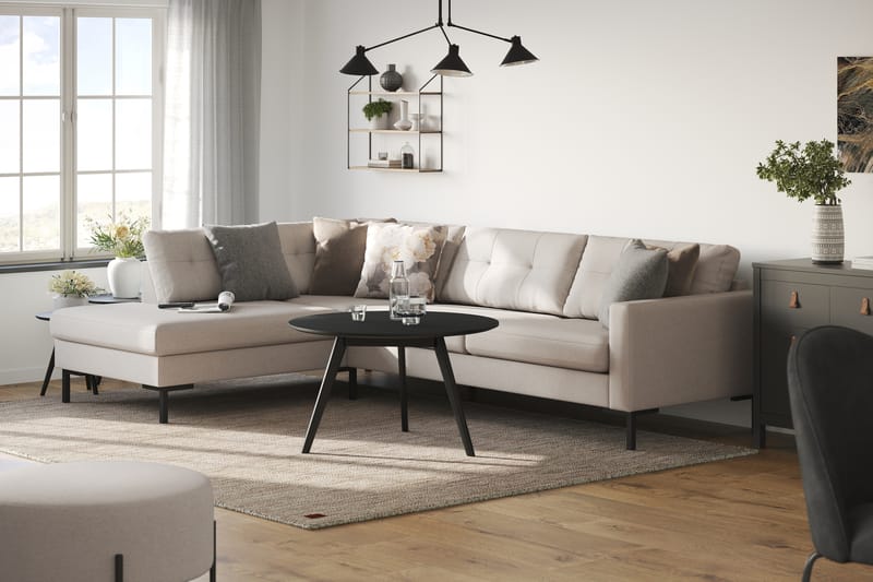 Frillestad 4-personers Venstrevendt L-formet Chaiselongsofa i Stof - Beige - Møbler - Sofaer - Sofa med chaiselong