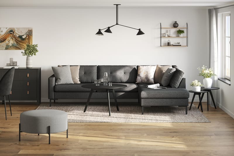 Frillestad 4-personers Højrevendt L-formet Chaiselongsofa i Stof - Mørkegrå - Møbler - Sofaer - Sofa med chaiselong
