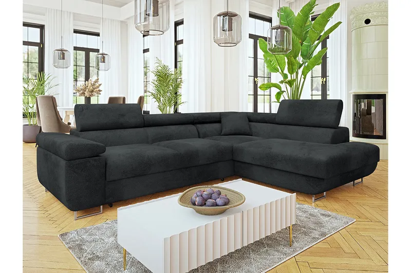 Gabina Sofa med Chaiselong 3-personers - Mørk grå - Møbler - Sofaer - Sovesofaer