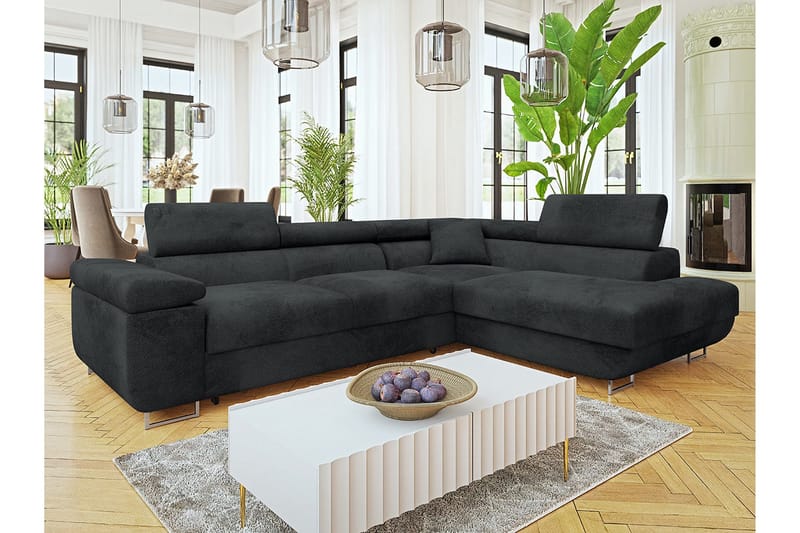 Gabina Sofa med Chaiselong 3-personers - Mørk grå - Møbler - Sofaer - Sovesofaer