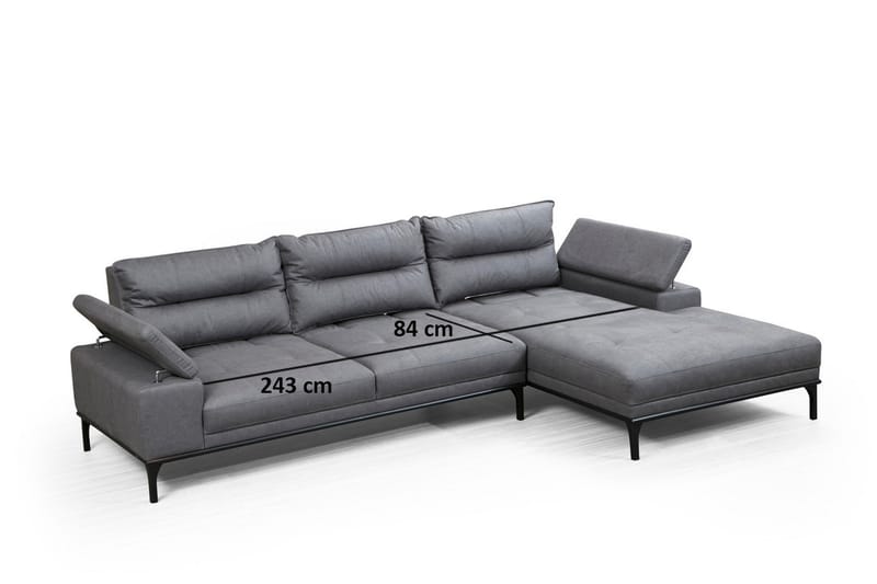 Gausinos Chaiselongsofa - Grå - Sofa med chaiselong - 4 personers sofa med chaiselong